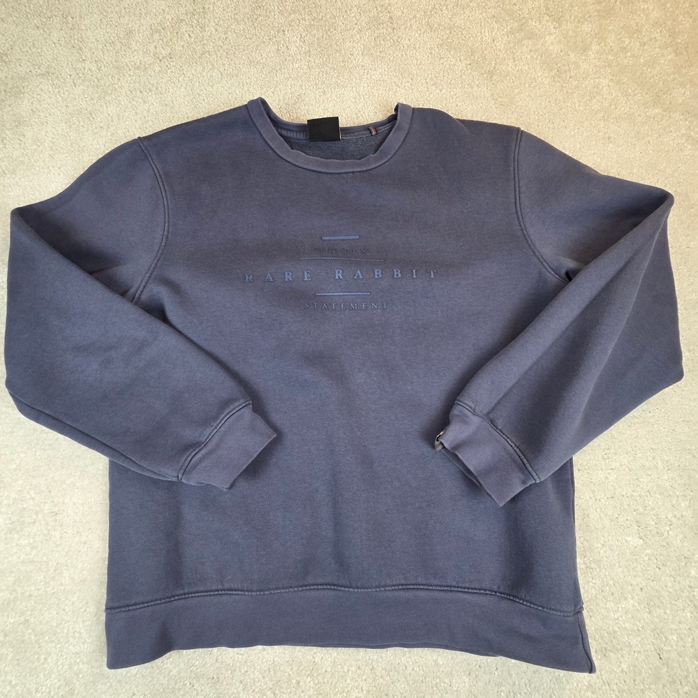 Rare Rabbit Mens Dark Blue Pearlz Crewneck Sweatshirt M Streetwear Cotton